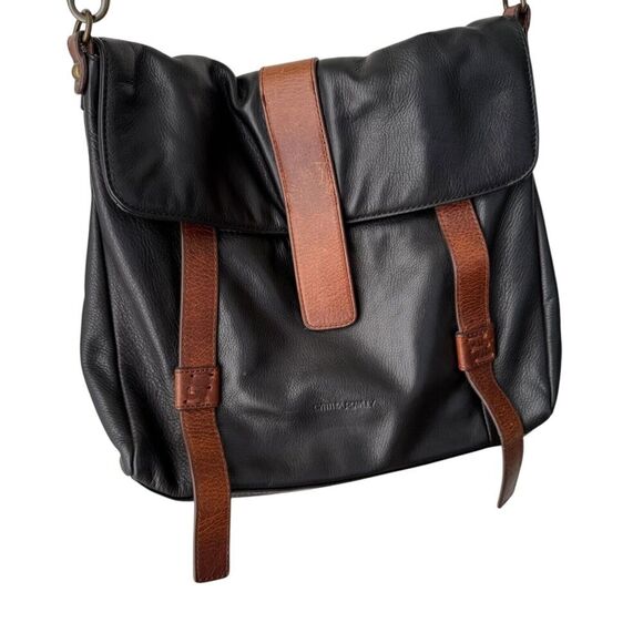 Cynthia Rowley Bag Black Brown Slouchy Crossbody Messenger Old Money Academia - Picture 1 of 16